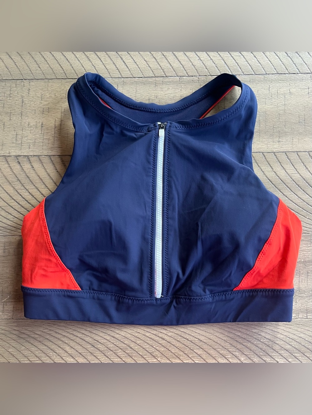 Athleta Zip Front Jog Bra Color Block Women's Size Small Athletic Sporty